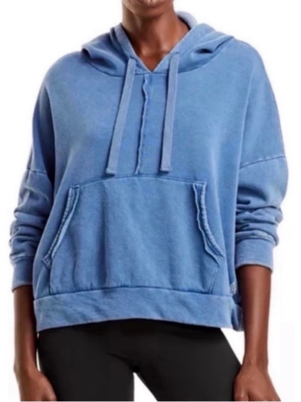 Free people movement work it out hoodie in blue in a size oversized extra small
